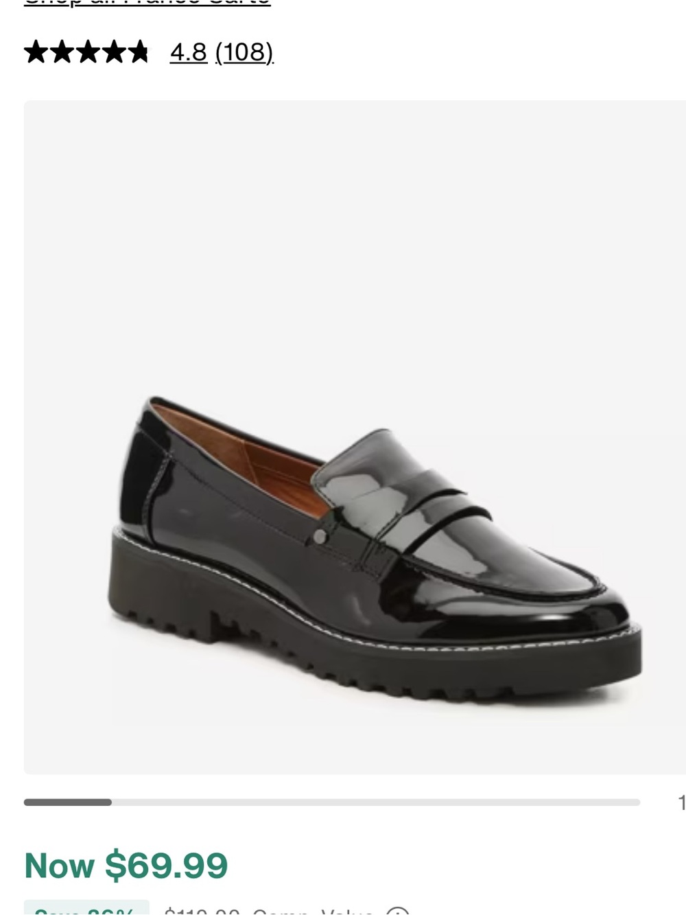 Franco Sarto Black CASSANDRA patent leather Penny Loafer